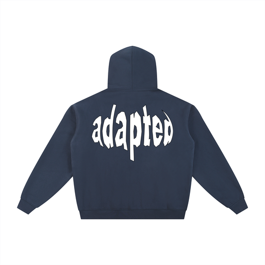 Distorted Fleece Zip-Through Hoodie Blue