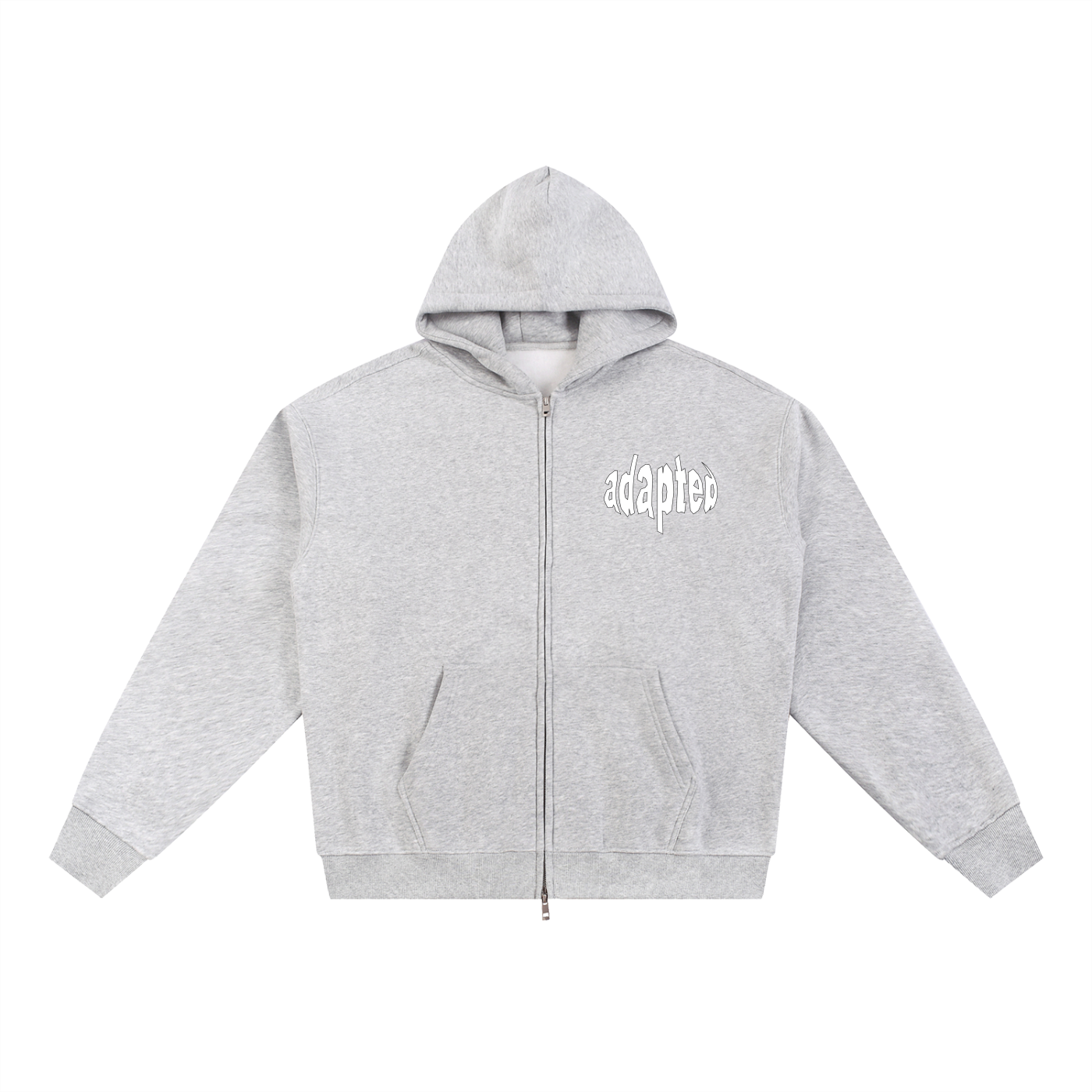Distorted Fleece Zip-Through Hoodie Gray
