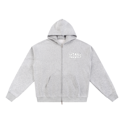 Distorted Fleece Zip-Through Hoodie Gray