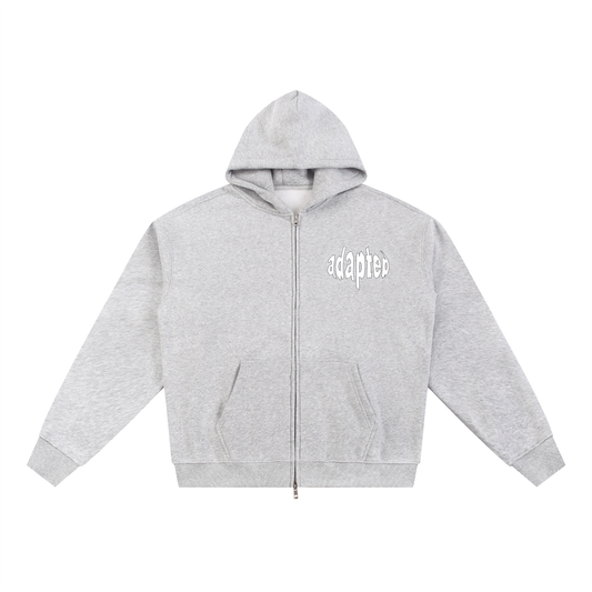 Distorted Fleece Zip-Through Hoodie Gray