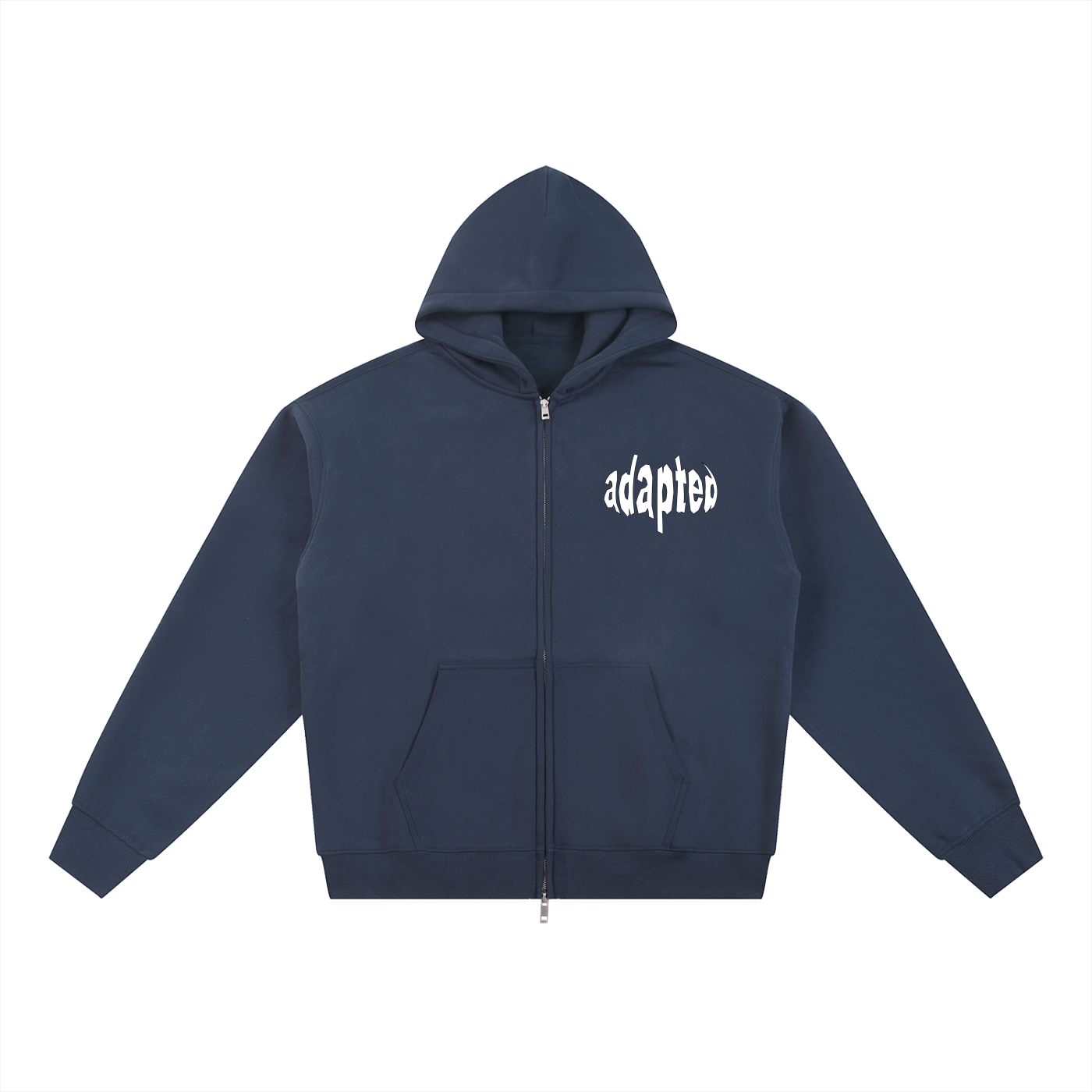 Distorted Fleece Zip-Through Hoodie Blue