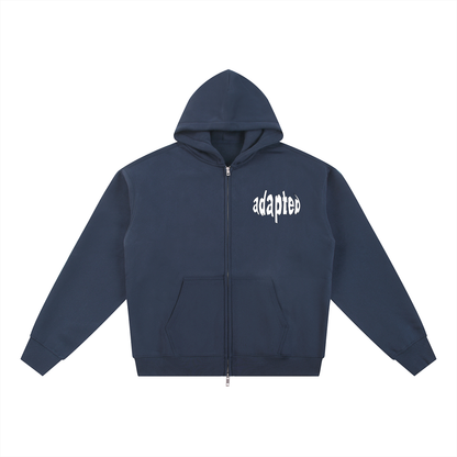 Distorted Fleece Zip-Through Hoodie Blue