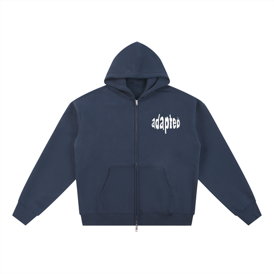 Distorted Fleece Zip-Through Hoodie Blue