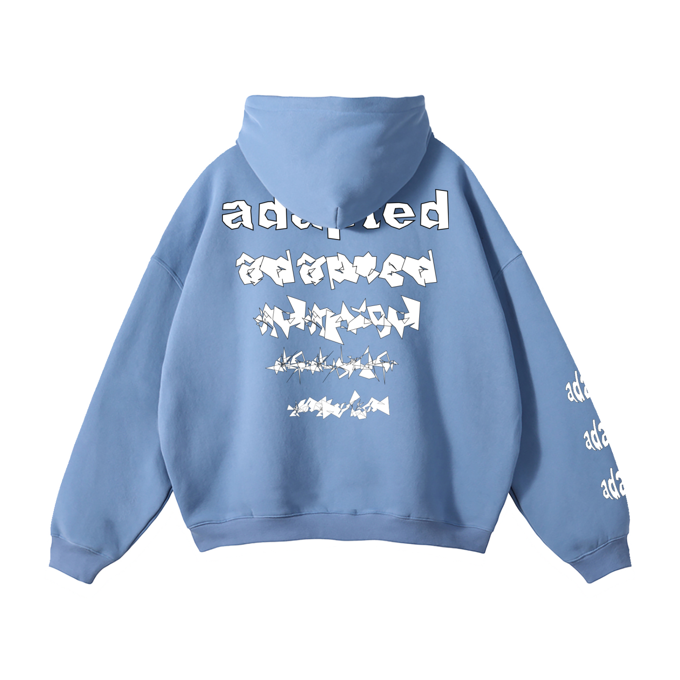 Distorted Oversize Fleeced Hoodie Blue