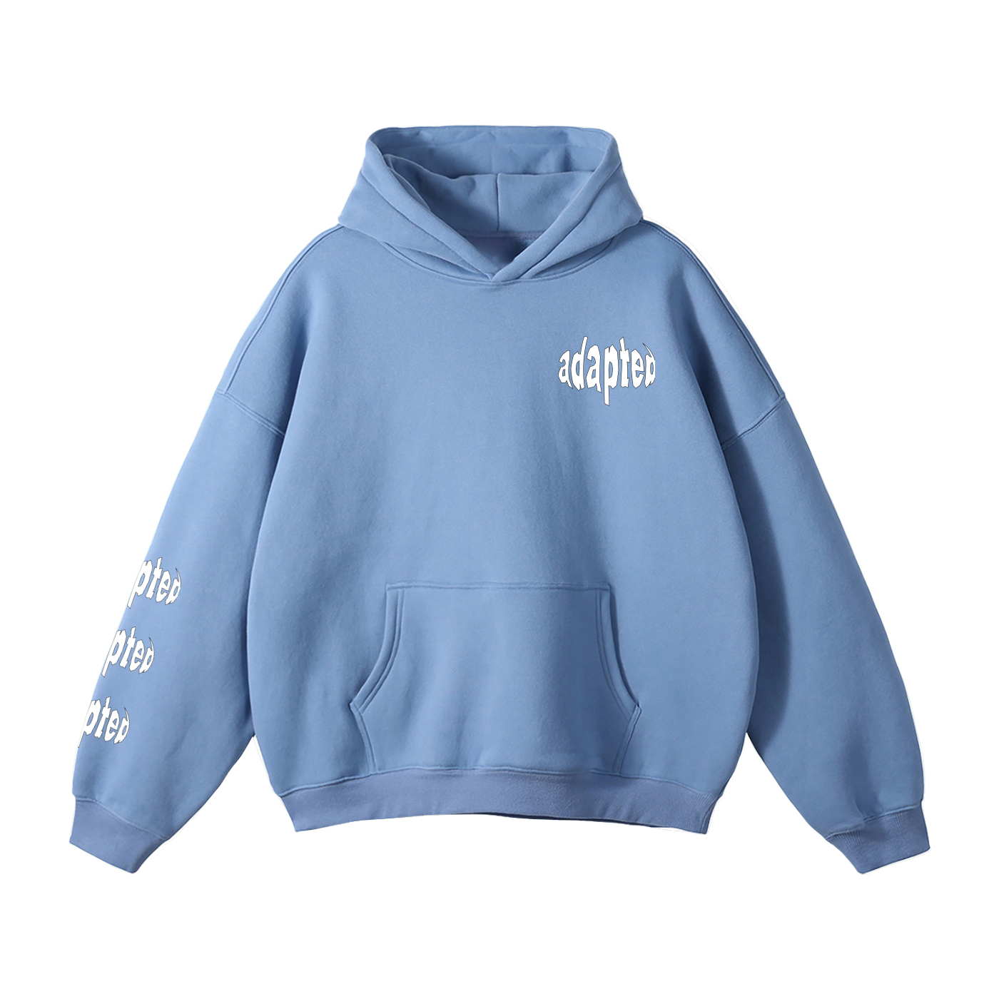 Distorted Oversize Fleeced Hoodie Blue